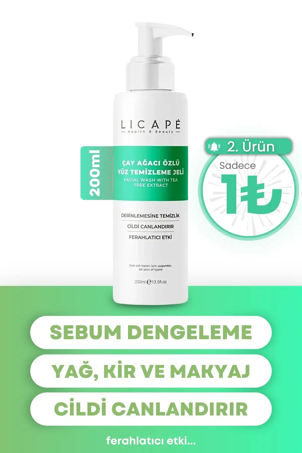 Çay Ağacı Özlü Yüz Temizleme Jeli | Licape 200 ml