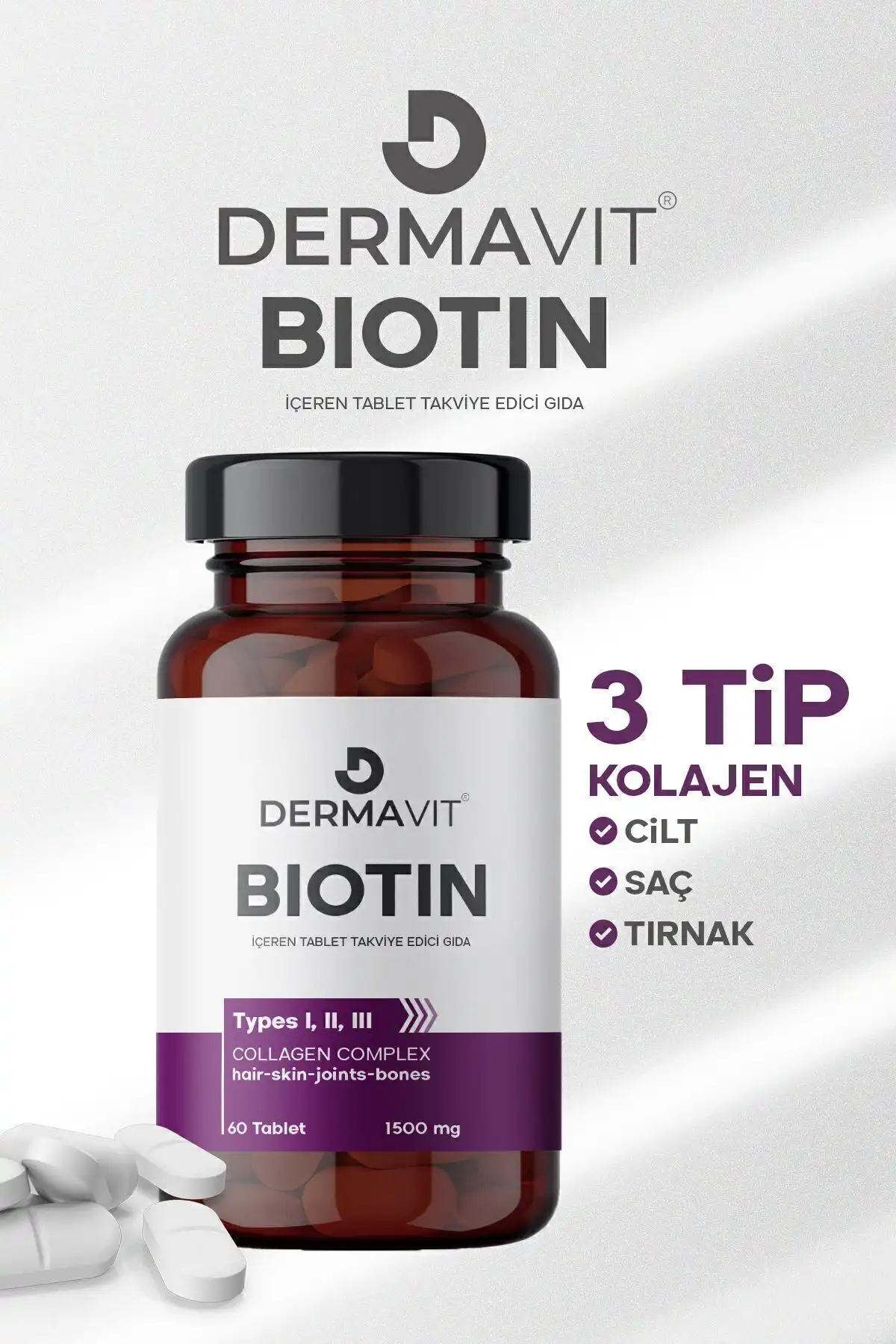 Güçlü Saç ve Tırnaklar İçin Biotin 1500 Mg - Sağlıklı Büyüme Destekleyici Takviye