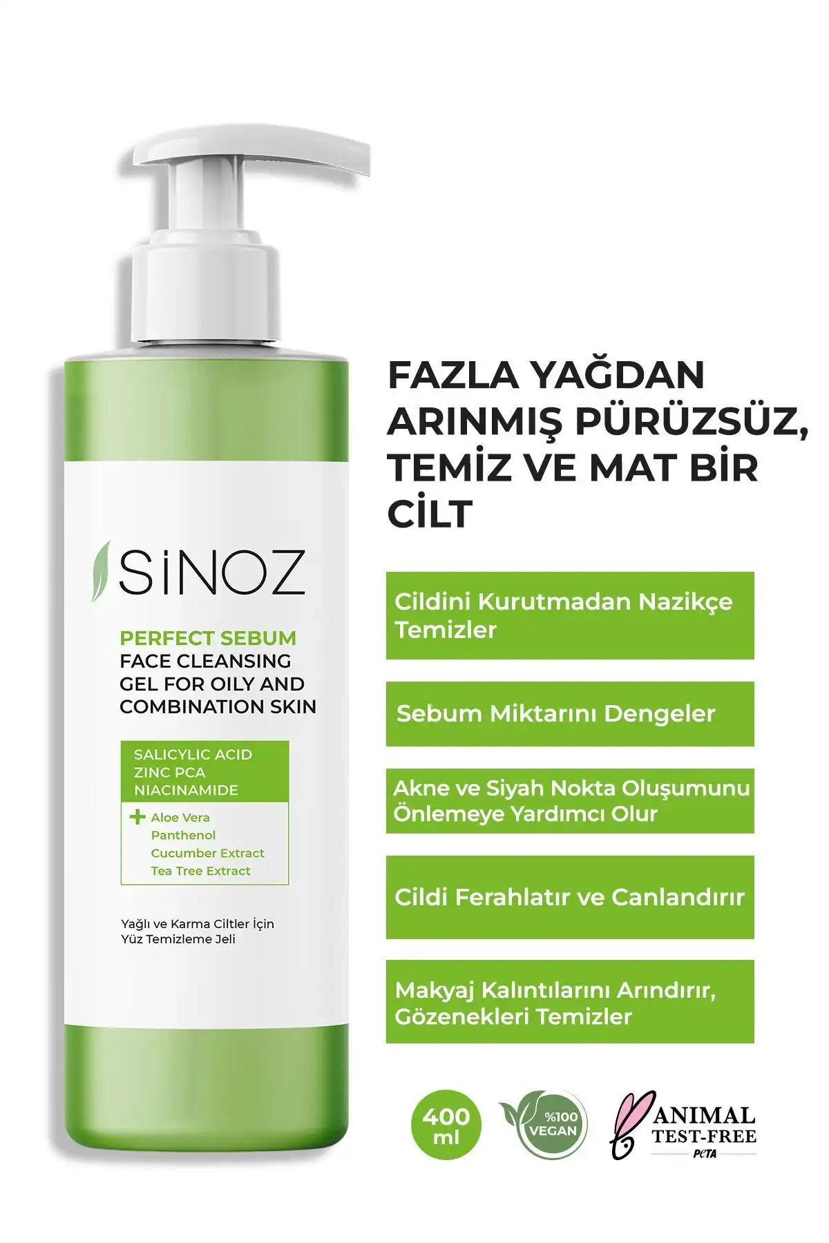 Sinoz Perfect Sebum Dengeleyici Yüz Temizleme Jeli - 400 ml